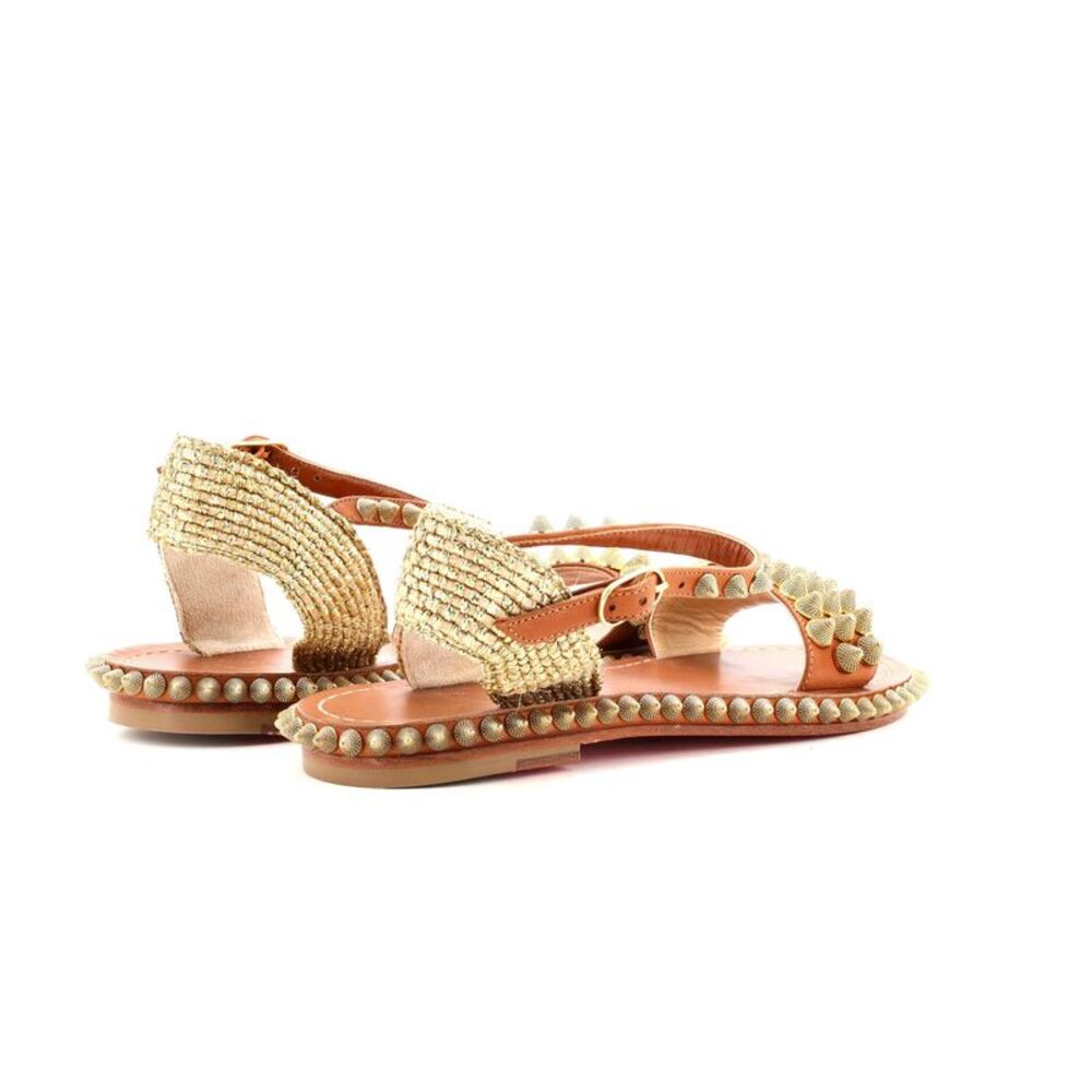 Christian Louboutin Women's Cordorella Spike Sandals Leather Brown - Picture 3 of 6